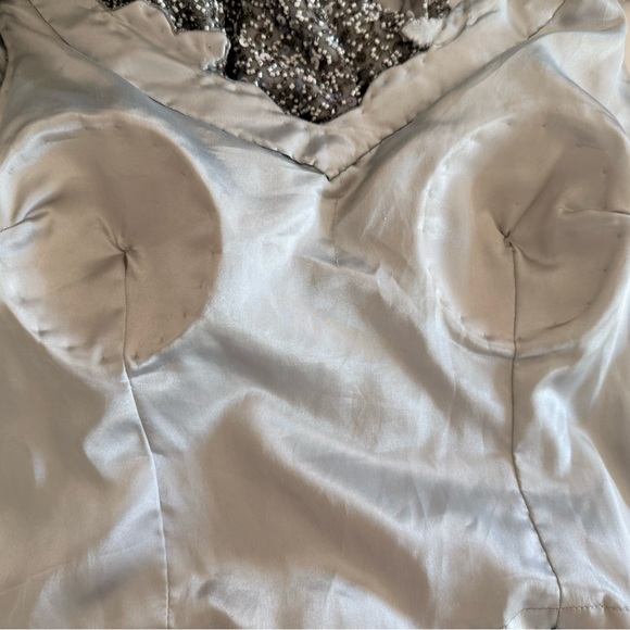 Vintage Scala Silver Hand Beaded 100% Silk Formal Dress Gown - Picture 8 of 16